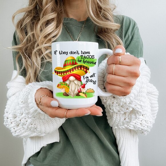Sarcastic Tacos Coffee Mug with Bamboo Lid and Latte Spoon - Picture 1 of 3